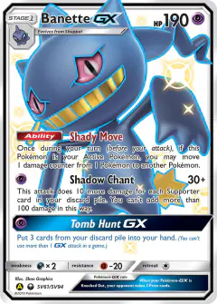 Banette-GX Rare Shiny GX card from Hidden Fates
