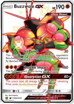 Buzzwole-GX Rare Shiny GX card from Hidden Fates
