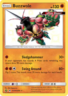 Buzzwole Rare Shiny card from Hidden Fates