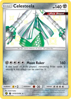 Celesteela Rare Shiny card from Hidden Fates
