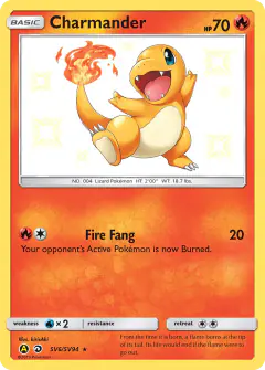 Charmander Rare Shiny card from Hidden Fates