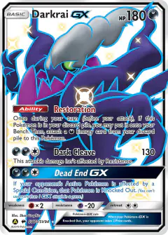 Darkrai-GX Rare Shiny GX card from Hidden Fates