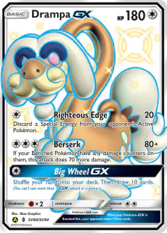 Drampa-GX Rare Shiny GX card from Hidden Fates