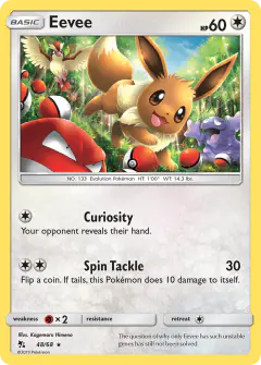 Eevee Rare Holo card from Hidden Fates