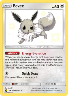 Eevee Rare Shiny card from Hidden Fates