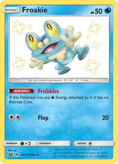 Froakie Rare Shiny card from Hidden Fates