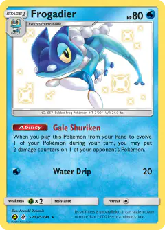 Frogadier Rare Shiny card from Hidden Fates