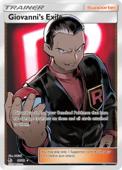 Giovanni's Exile Rare Ultra card from Hidden Fates