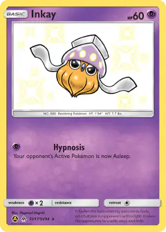 Inkay Rare Shiny card from Hidden Fates