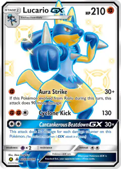 Lucario-GX Rare Shiny GX card from Hidden Fates