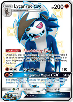 Lycanroc-GX Rare Shiny GX card from Hidden Fates