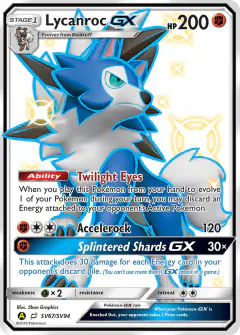 Lycanroc-GX Rare Shiny GX card from Hidden Fates
