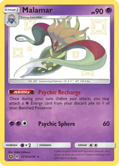 Malamar Rare Shiny card from Hidden Fates