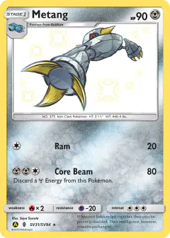 Metang Rare Shiny card from Hidden Fates
