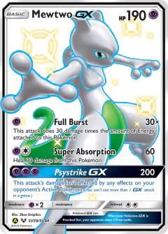 Mewtwo-GX Rare Shiny GX card from Hidden Fates