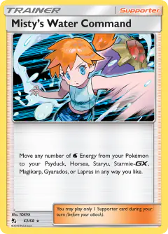 Misty's Water Command Rare Holo card from Hidden Fates