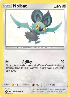 Noibat Rare Shiny card from Hidden Fates