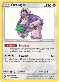 Oranguru Rare Shiny card from Hidden Fates