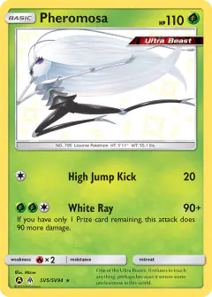 Pheromosa Rare Shiny card from Hidden Fates