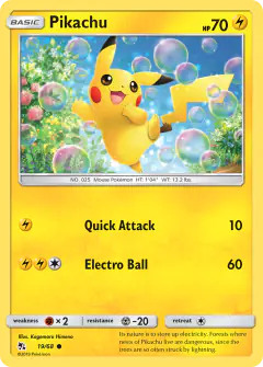 Pikachu Common card from Hidden Fates