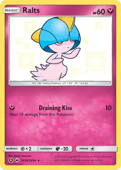 Ralts Rare Shiny card from Hidden Fates