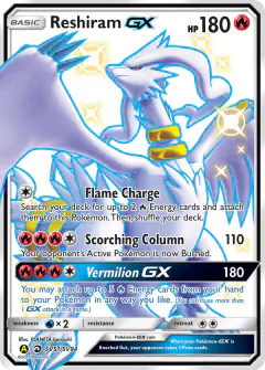 Reshiram-GX Rare Shiny GX card from Hidden Fates