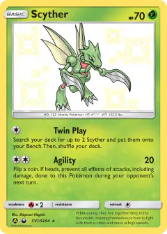 Scyther Rare Shiny card from Hidden Fates