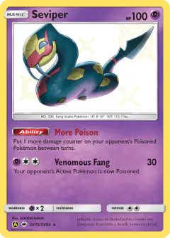 Seviper Rare Shiny card from Hidden Fates