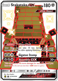 Stakataka-GX Rare Shiny GX card from Hidden Fates