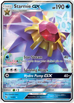 Starmie-GX Rare Holo GX card from Hidden Fates
