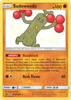 Sudowoodo Rare Shiny card from Hidden Fates