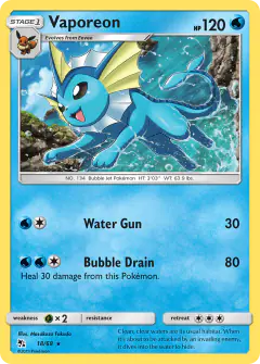 Vaporeon Rare Holo card from Hidden Fates