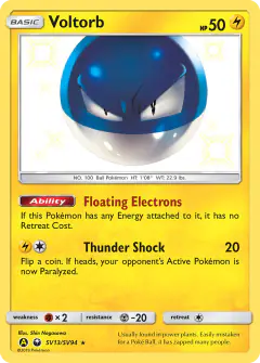 Voltorb Rare Shiny card from Hidden Fates