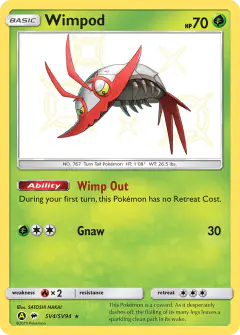 Wimpod Rare Shiny card from Hidden Fates