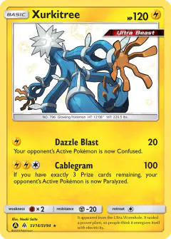 Xurkitree Rare Shiny card from Hidden Fates