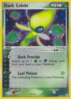 Dark Celebi Rare Holo card from Hidden Legends