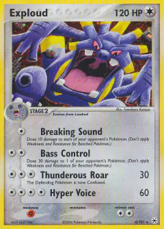 Exploud Rare Holo card from Hidden Legends