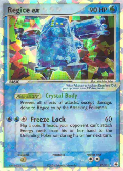 Regice ex Rare Holo EX card from Hidden Legends