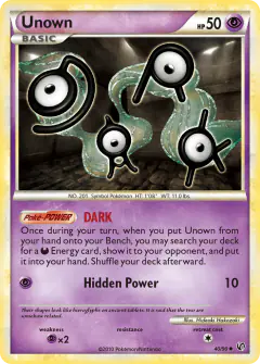 Unown Uncommon card from Undaunted