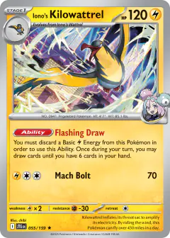 Iono's Kilowattrel Rare card from Journey Together