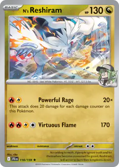 N's Reshiram Rare card from Journey Together