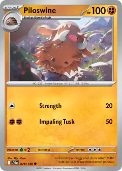 Piloswine Common card from Journey Together