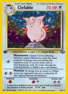 Clefable Rare Holo card from Jungle