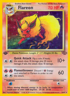 Flareon Rare Holo card from Jungle