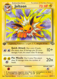 Jolteon Rare card from Jungle