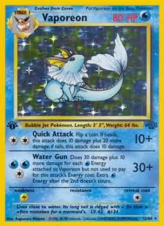 Vaporeon Rare Holo card from Jungle