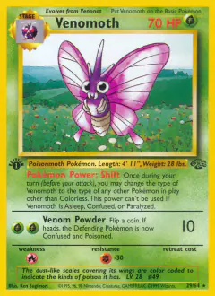 Venomoth Rare card from Jungle