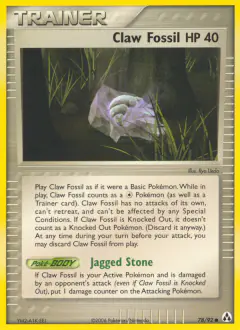 Claw Fossil Common card from Legend Maker