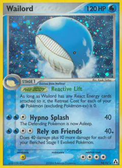 Wailord Rare Holo card from Legend Maker