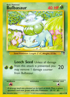 Bulbasaur Common card from Legendary Collection